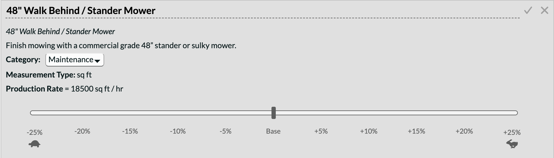 Instant Estimator™ smart production factors and complexity slider