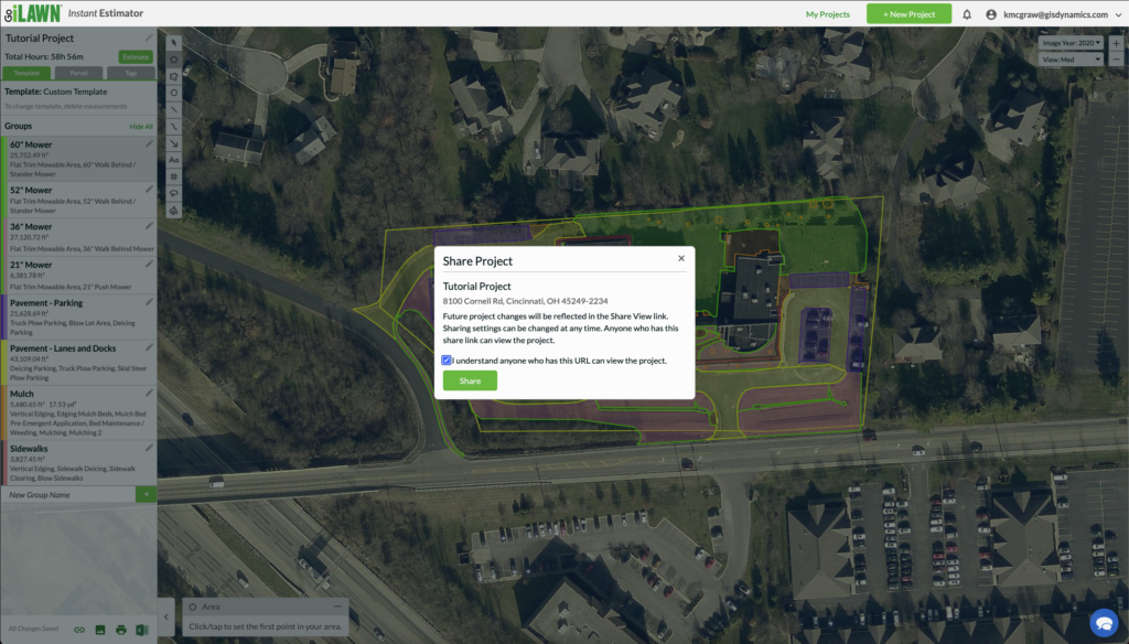 How do landscapers share property measurements?